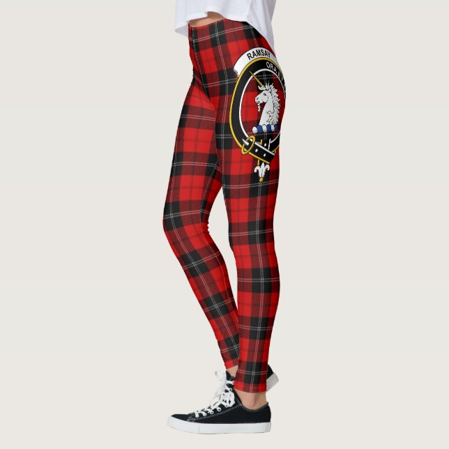 Leggings Ecosse Clan Ramsay Red Crest Tartan Femmes (Gauche)