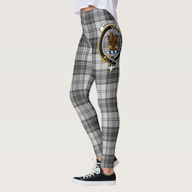 Leggings Ecosse Clan Sandilands Gris Crest Tartan Femmes (Gauche)