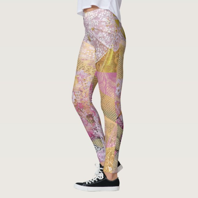 Leggings Écoulement en soie rose de Koi d'or (Gauche)