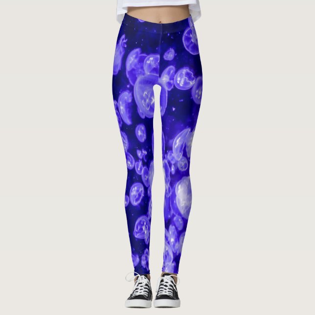 Leggings Écran de méduse marine éclatant (Devant)
