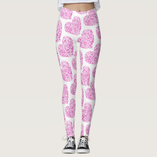 Leggings Écriture spirale coeur rose pour la Saint Valentin