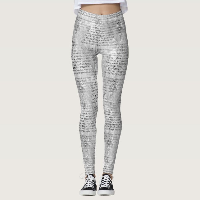 Leggings Edgar Allan Poe Dreamland Poem Black Grey (Devant)