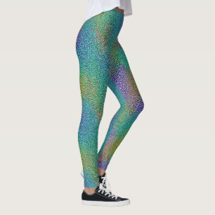 Leggings Effet d'aura coloré de peau de caméléon turquoise 