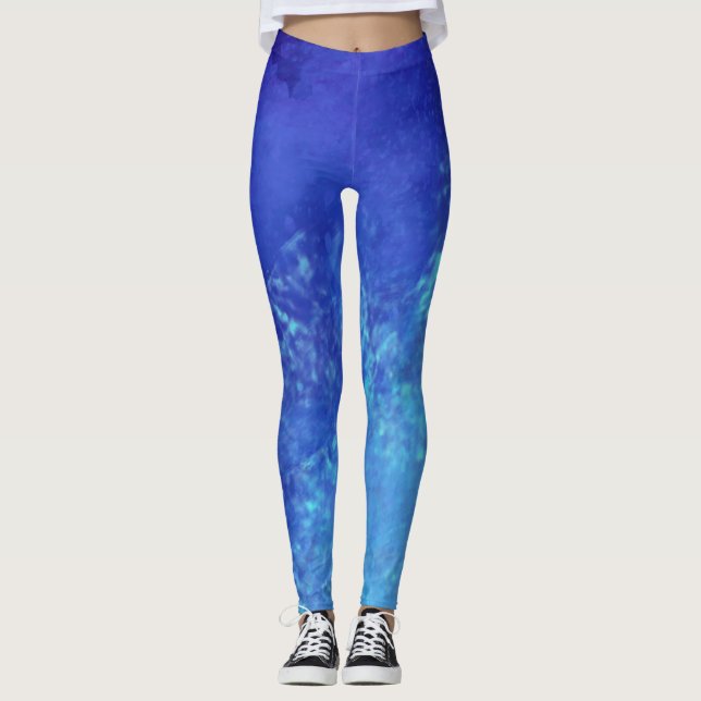 Leggings Effet de rêve peinture nuages éclatants Bleu (Devant)