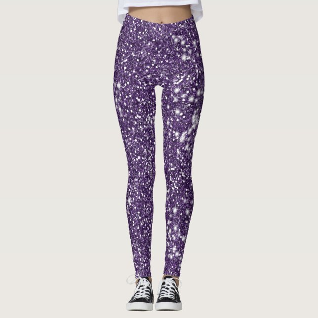 Leggings Effet de texture de Parties scintillant violet Fau (Devant)