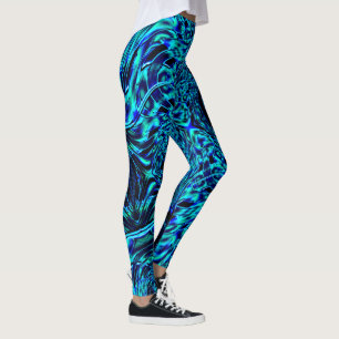 Leggings Effet métallique avec image bleue et verte croisée