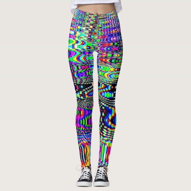 Leggings Effets numériques : conception abstraite multicolo (Devant)