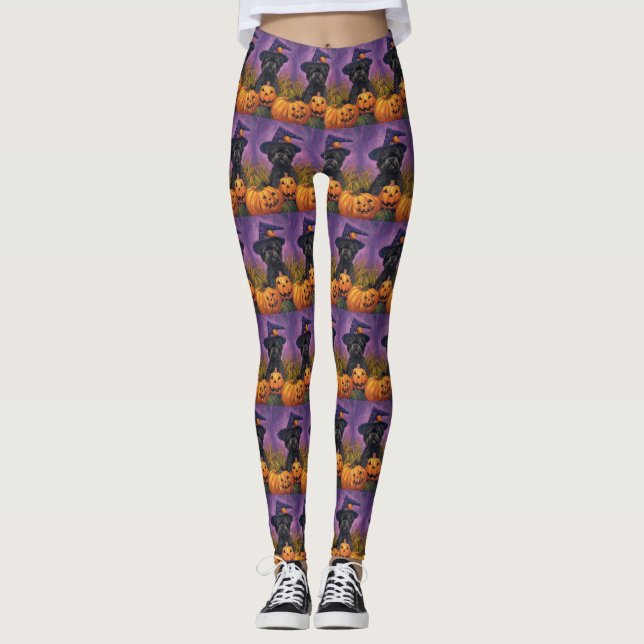 Leggings Éffrayant Affenpinscher Halloween sorcière et Citr (Devant)