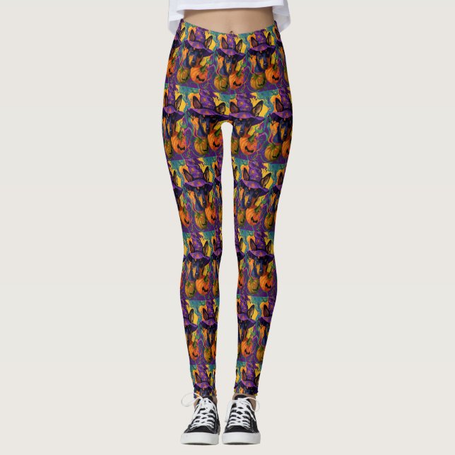 Leggings Éffrayant australien Kelpie Citrouille Halloween (Devant)