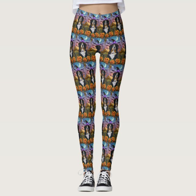 Leggings Éffrayant Bernese Mountain Halloween Citrouille so (Devant)
