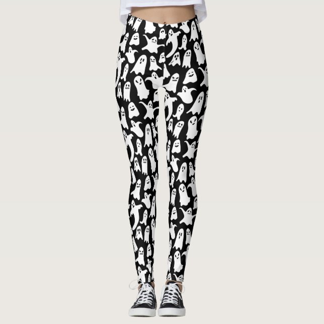 Leggings Éffrayant fantôme halloween Parti noir (Devant)