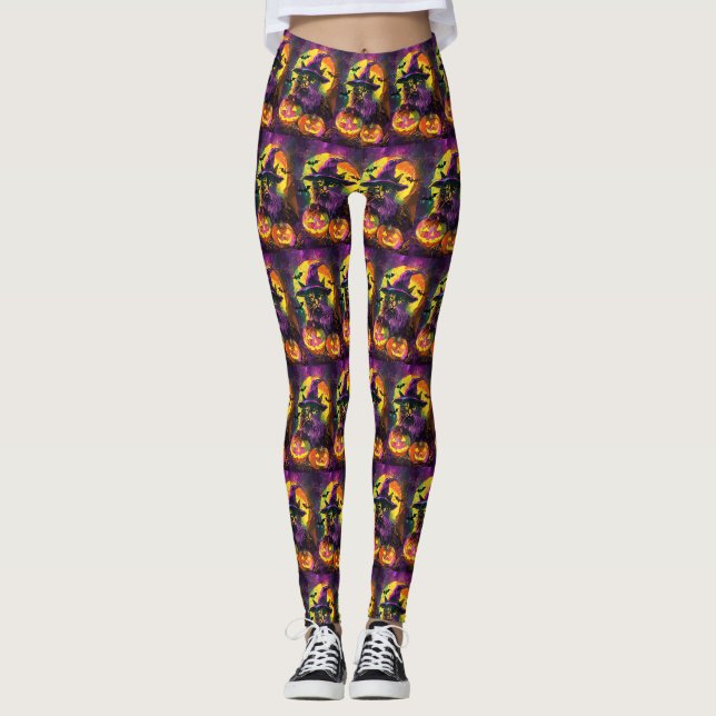 Leggings Éffrayant Turc Angora Chat Halloween Citrouille so (Devant)