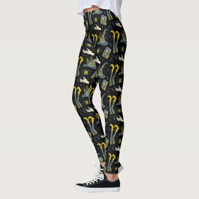 Leggings Éffrayant vibe coloré symboles halloween motif (Gauche)