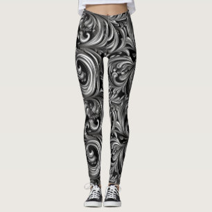 Leggings Élégance liquide - motif liquide noir métallique