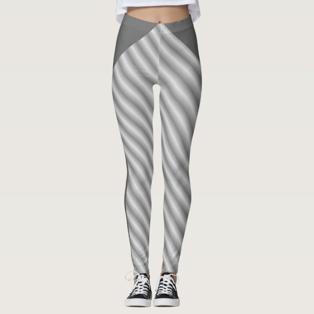 Leggings Élégant Argent Blanc rayé (Devant)