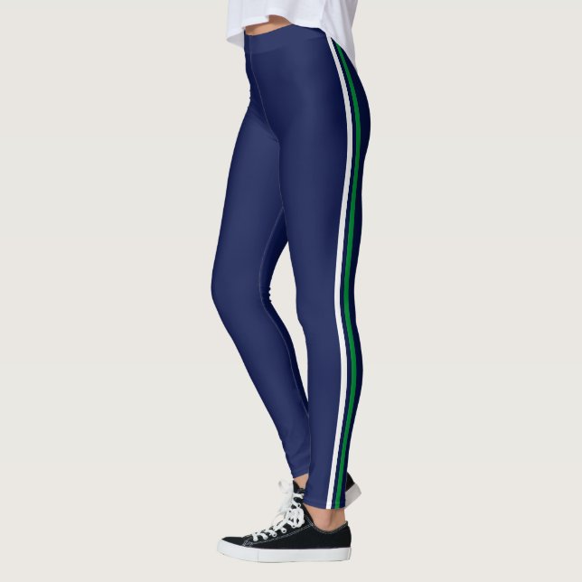 Leggings Élégant bleu blanc vert rayé (Gauche)
