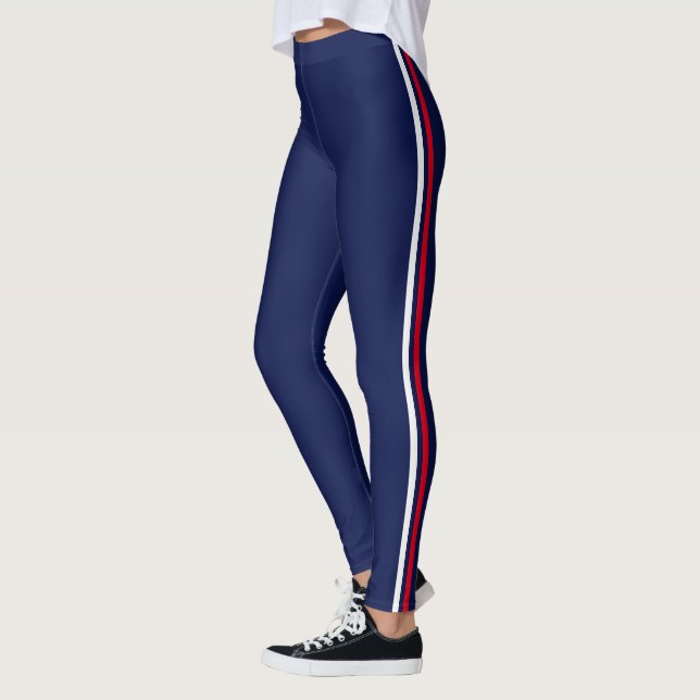 Leggings Elégant bleu rouge Bleu rayé (Gauche)