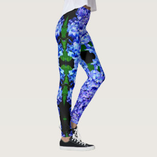 Leggings Élégant bleu violet clair magenta hydrangée floral
