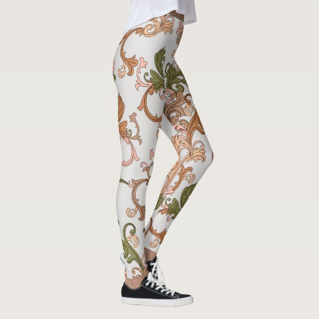 Leggings Élégant Boho victorien Vintage Arrière - plan Feui (Droite)