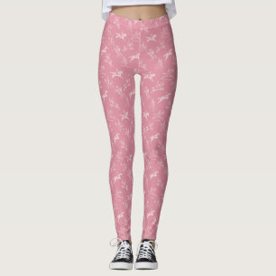 Leggings Élégant cheval blanc rose Vintage