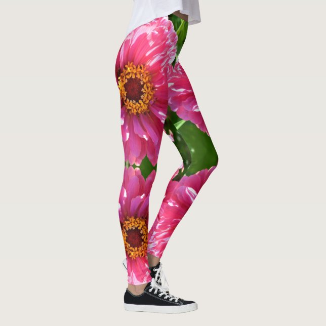 Leggings Élégant classique floral rose fleur marguerite (Droite)