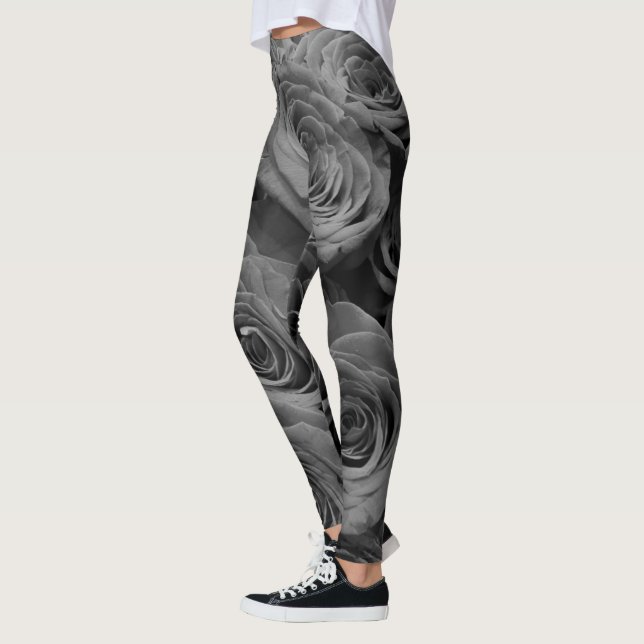 Leggings Elégant classique Gris rose gris floral photo (Gauche)