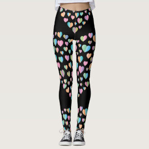Leggings Elégant Cute Colorful Heart Motif Design
