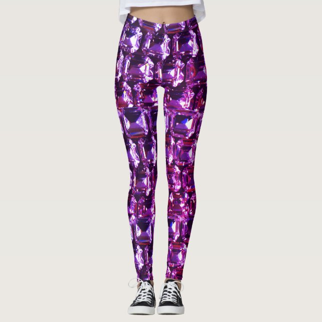 Leggings Élégant diamants de pierres précieuses violettes (Devant)