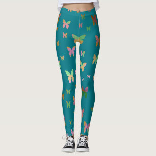 Leggings élégant faux rose or papillon motif