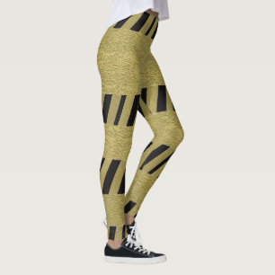 Leggings Elégant Funny Black Gold Stripes Motif