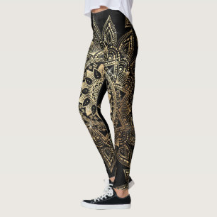 Leggings Elégant Gold Mandala Black Design