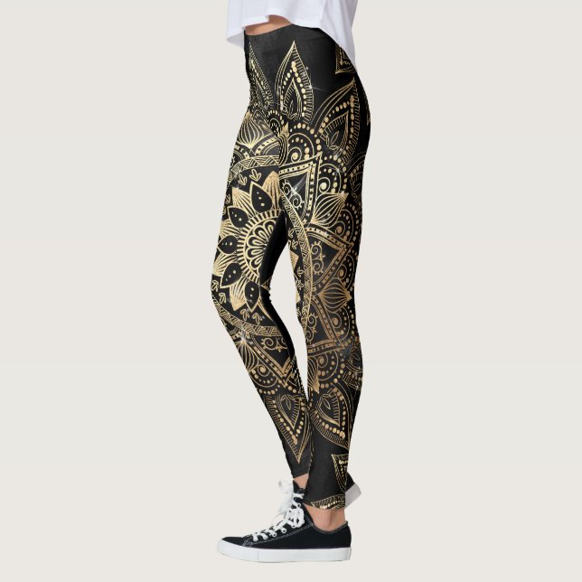 Leggings Elégant Gold Mandala Black Design (Gauche)