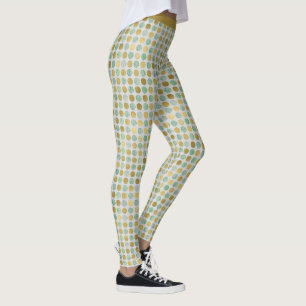 Leggings Elégant Gold Turquoise Polka Dot Motif Yoga