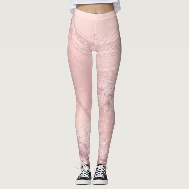 Leggings Elégant marbre de parties scintillant rose rose él (Devant)