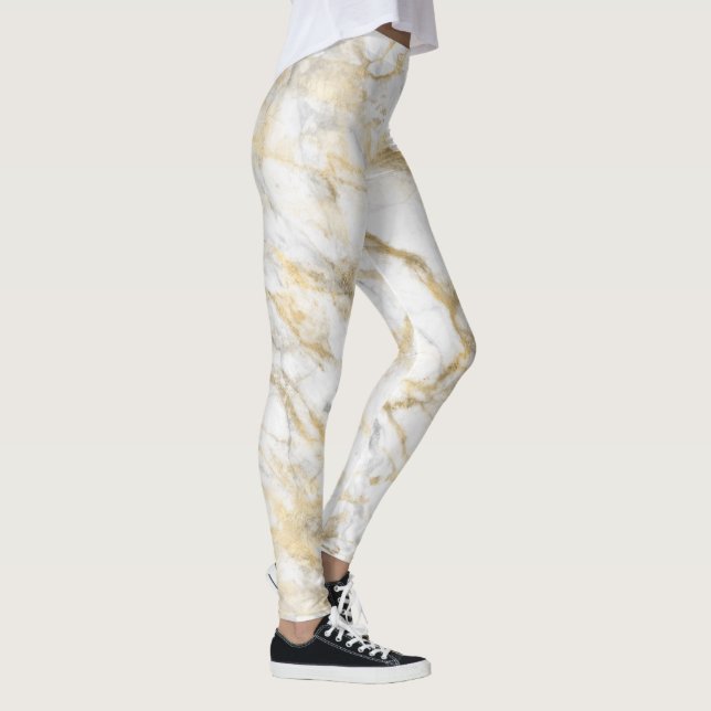 Leggings Elégant marbre gris blanc or (Droite)