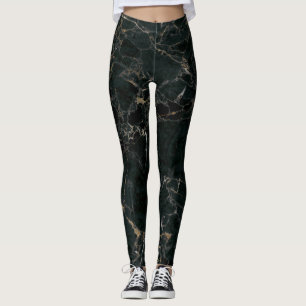 Leggings Élégant marbre noir : Arrière - plan texturé