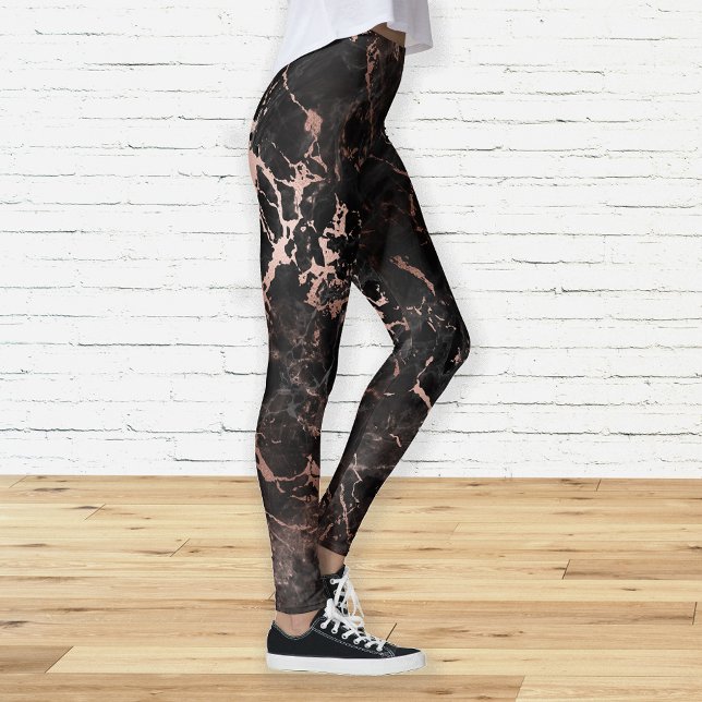 Leggings Elégant marbre noir Rose or (Créateur téléchargé)