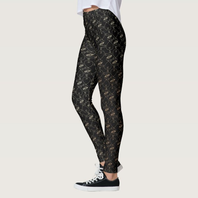 Leggings Elégant moderne Gold Hearts et Keys Motif | (Gauche)