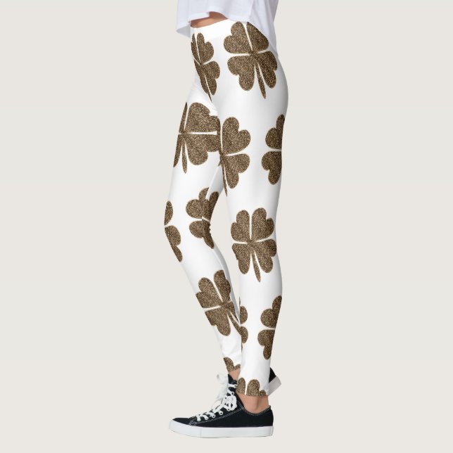 Leggings Élégant Motif à quatre feuilles (Gauche)