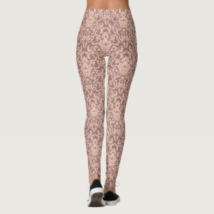 Leggings Élégant motif de Damas rose et mauve