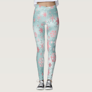 Leggings Élégant Motif de faucon de Noël bleu rose