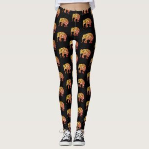 Leggings Élégant motif éléphant ombré orange or pailleté no
