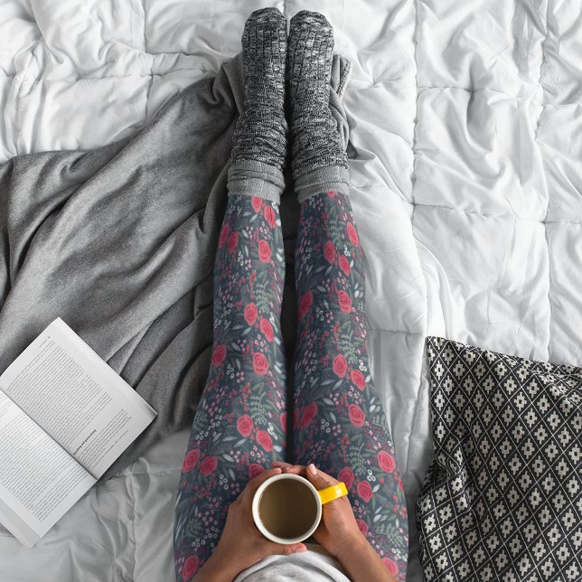 Leggings Élégant motif floral Noël (Elegant Floral Pattern Christmas Holiday Leggings)