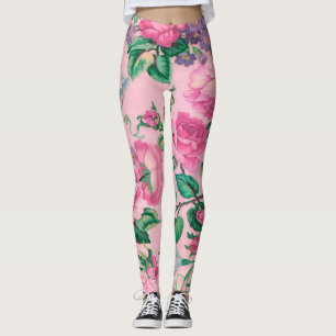 Leggings Élégant motif rose floral