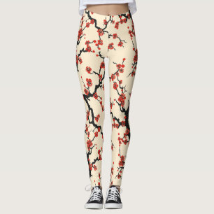 Leggings Élégant Motif sans couture en fleur de cerisier (1
