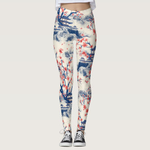 Leggings Élégant Motif sans couture en fleur de cerisier (1