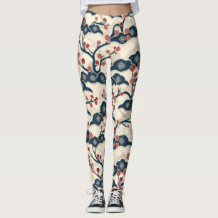 Leggings Élégant Motif sans couture en fleur de cerisier (2