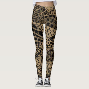 Leggings Élégant Motif tribal Abstrait géométrique Brown 
