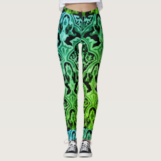 Leggings Élégant motif vert Damask