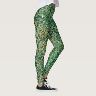 Leggings Elégant or Floral Mandala Green Design